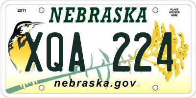 NE license plate XQA224