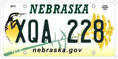 NE license plate XQA228
