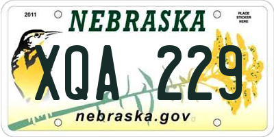 NE license plate XQA229