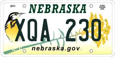 NE license plate XQA230