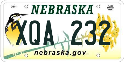 NE license plate XQA232