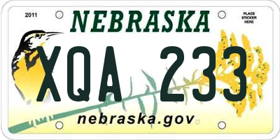 NE license plate XQA233