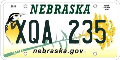 NE license plate XQA235