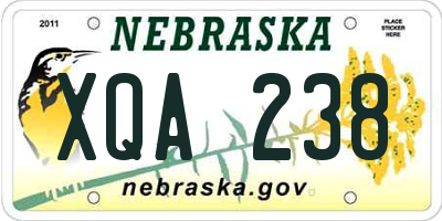 NE license plate XQA238