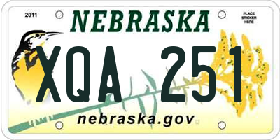 NE license plate XQA251