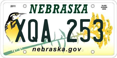 NE license plate XQA253