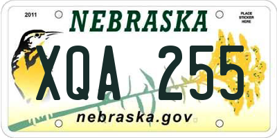 NE license plate XQA255