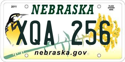 NE license plate XQA256
