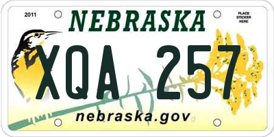 NE license plate XQA257