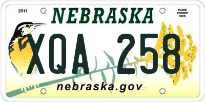 NE license plate XQA258