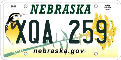 NE license plate XQA259