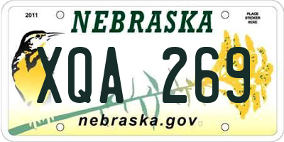 NE license plate XQA269