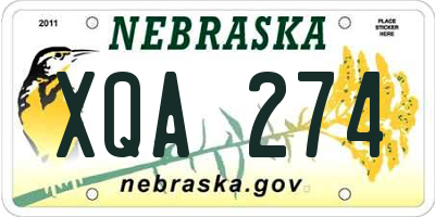 NE license plate XQA274