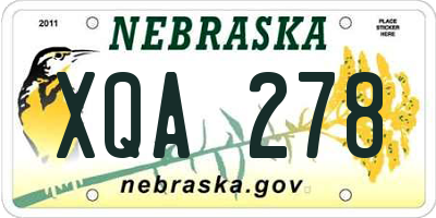NE license plate XQA278