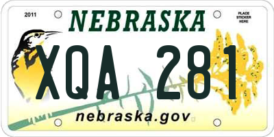 NE license plate XQA281