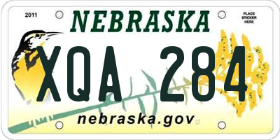 NE license plate XQA284