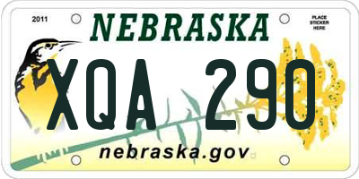 NE license plate XQA290