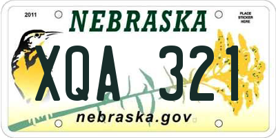 NE license plate XQA321