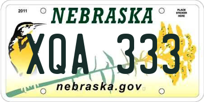 NE license plate XQA333