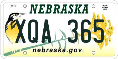 NE license plate XQA365