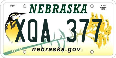 NE license plate XQA377