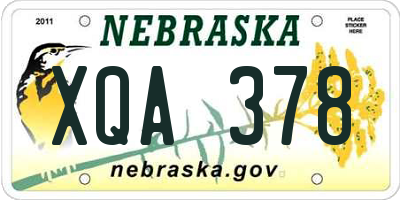 NE license plate XQA378