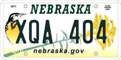 NE license plate XQA404