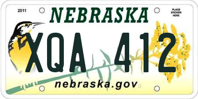 NE license plate XQA412
