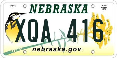 NE license plate XQA416