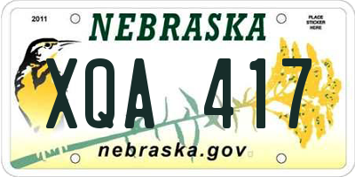 NE license plate XQA417
