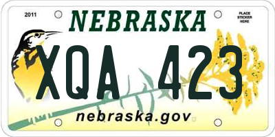 NE license plate XQA423