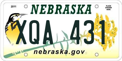 NE license plate XQA431