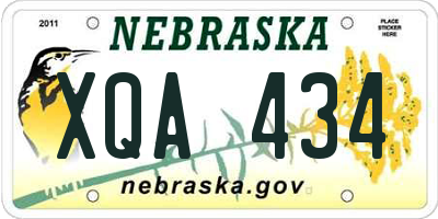 NE license plate XQA434