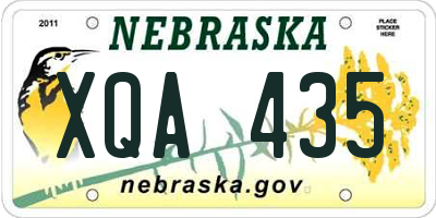 NE license plate XQA435