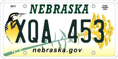 NE license plate XQA453