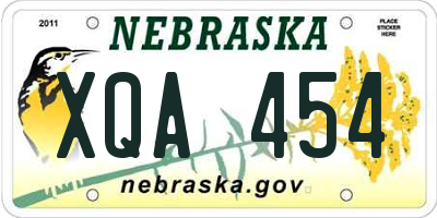 NE license plate XQA454