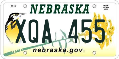 NE license plate XQA455