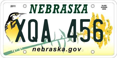 NE license plate XQA456