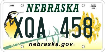 NE license plate XQA458