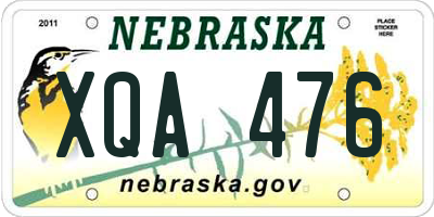 NE license plate XQA476