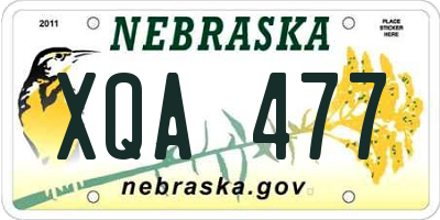 NE license plate XQA477