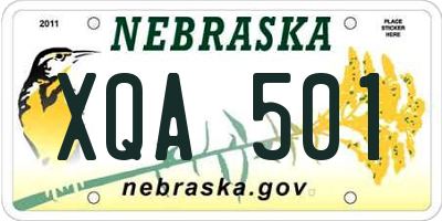 NE license plate XQA501