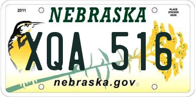 NE license plate XQA516
