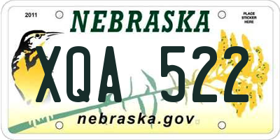 NE license plate XQA522