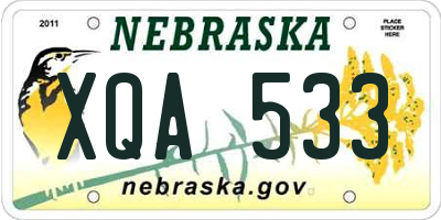 NE license plate XQA533