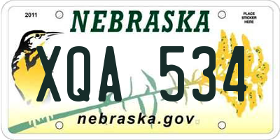 NE license plate XQA534