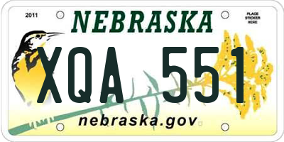 NE license plate XQA551