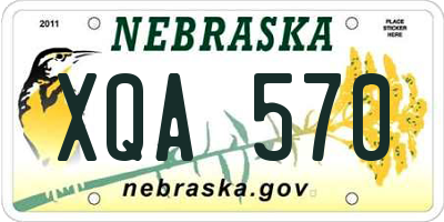 NE license plate XQA570