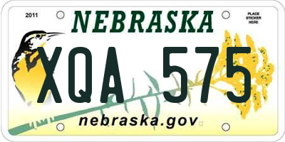 NE license plate XQA575