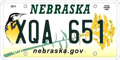 NE license plate XQA651